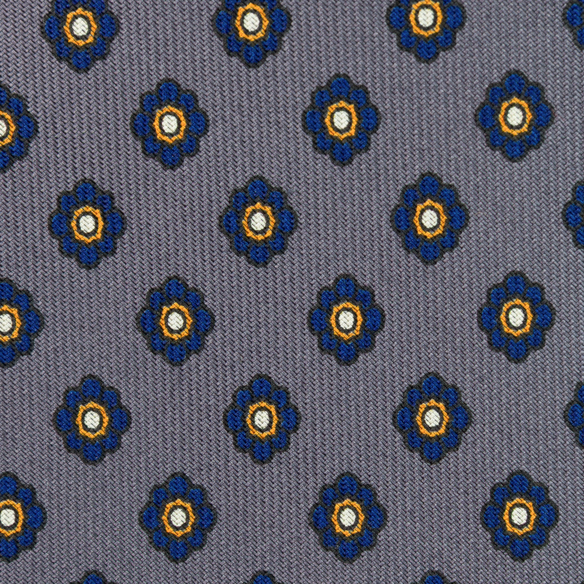 Shibumi-Flower Printed Silk Tie - Grey - Handrolled