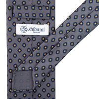 Shibumi-Flower Printed Silk Tie - Grey - Handrolled