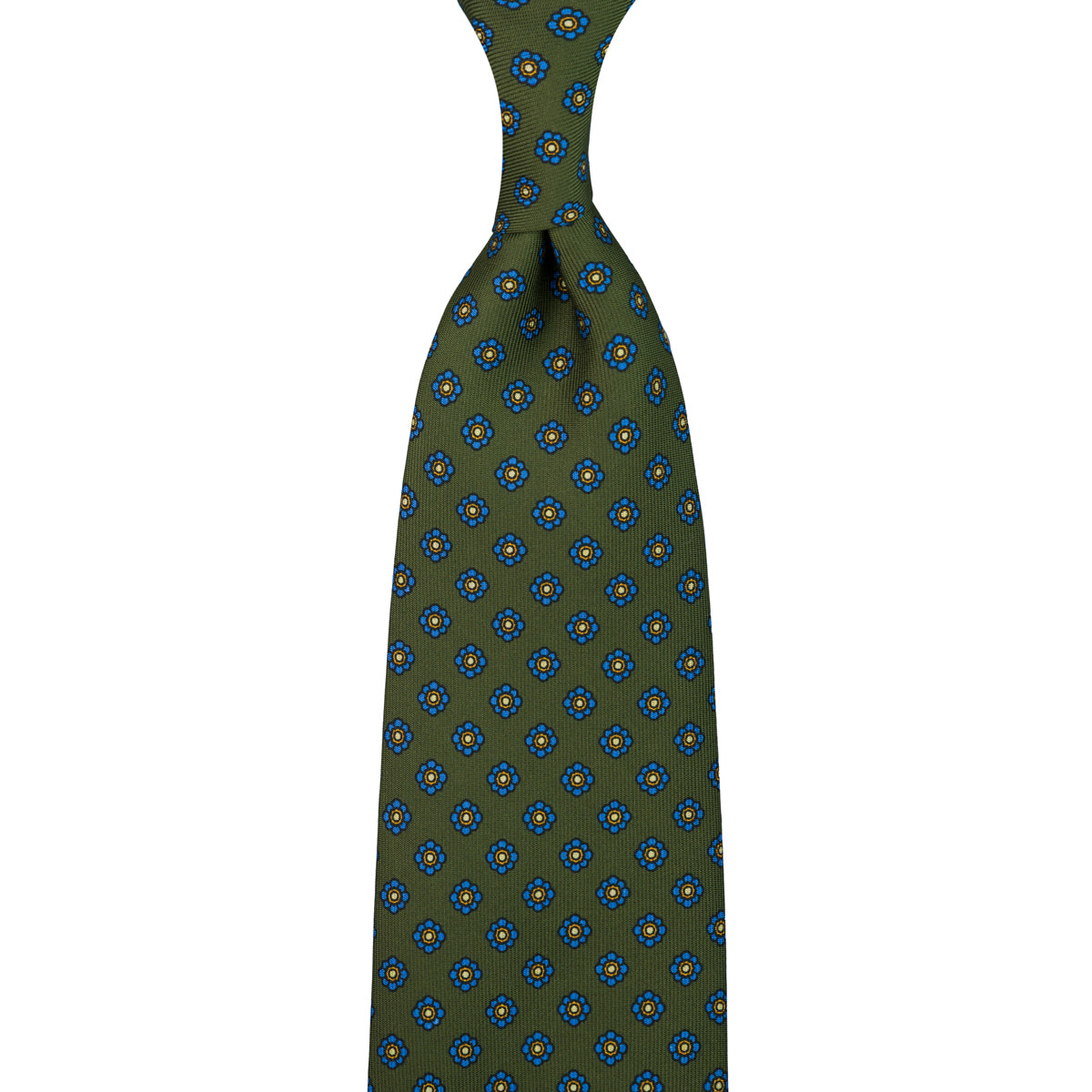 Shibumi-Flower Printed Silk Tie - Olive - Handrolled