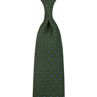 Shibumi-Flower Printed Silk Tie - Olive - Handrolled