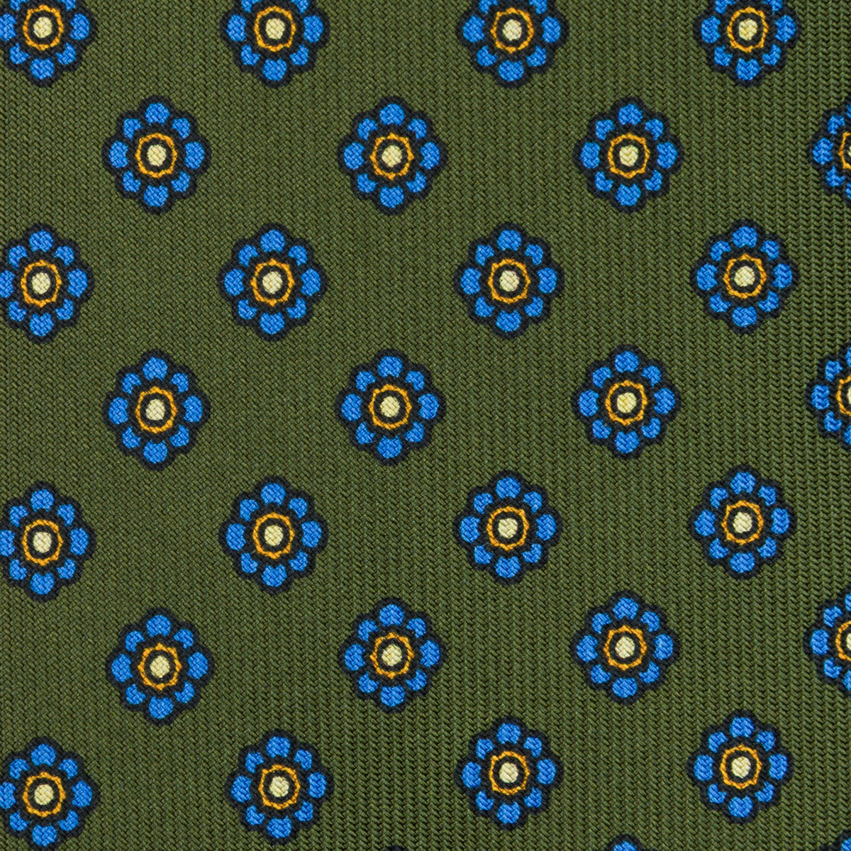 Shibumi-Flower Printed Silk Tie - Olive - Handrolled