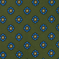 Shibumi-Flower Printed Silk Tie - Olive - Handrolled