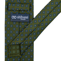 Shibumi-Flower Printed Silk Tie - Olive - Handrolled