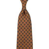 Shibumi-Flower Printed Silk Tie - Ochre - Hand-Rolled