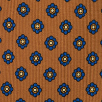 Shibumi-Flower Printed Silk Tie - Ochre - Hand-Rolled