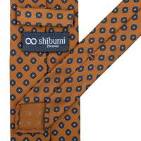 Shibumi-Flower Printed Silk Tie - Ochre - Hand-Rolled