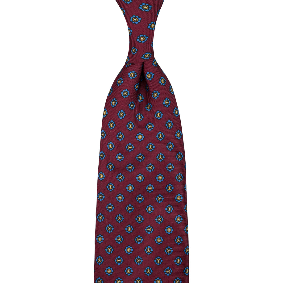 Shibumi-Flower Printed Silk Tie - Burgundy - Hand-Rolled
