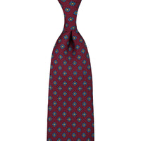 Shibumi-Flower Printed Silk Tie - Burgundy - Hand-Rolled