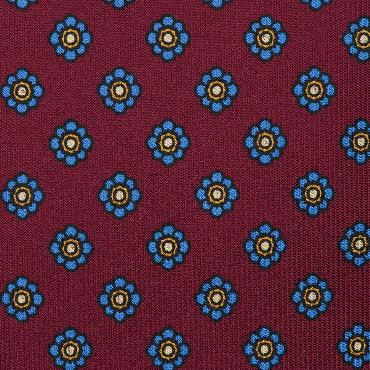 Shibumi-Flower Printed Silk Tie - Burgundy - Hand-Rolled