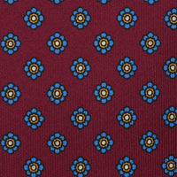 Shibumi-Flower Printed Silk Tie - Burgundy - Hand-Rolled