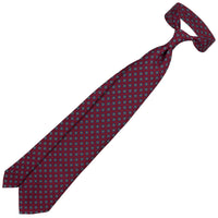 Shibumi-Flower Printed Silk Tie - Burgundy - Hand-Rolled