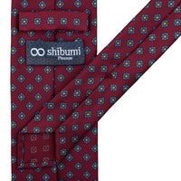 Shibumi-Flower Printed Silk Tie - Burgundy - Hand-Rolled
