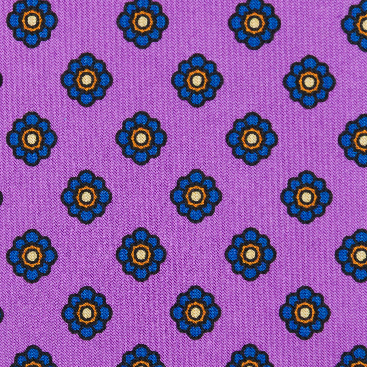 Shibumi-Flower Printed Silk Tie - Lilac - Hand-Rolled