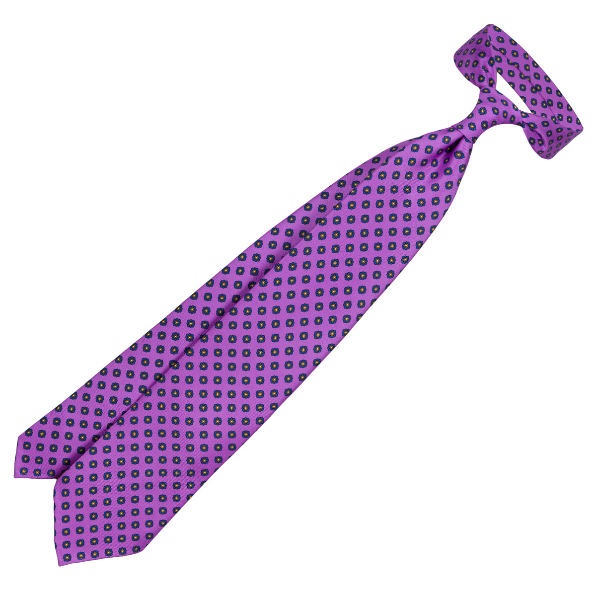 Shibumi-Flower Printed Silk Tie - Lilac - Hand-Rolled