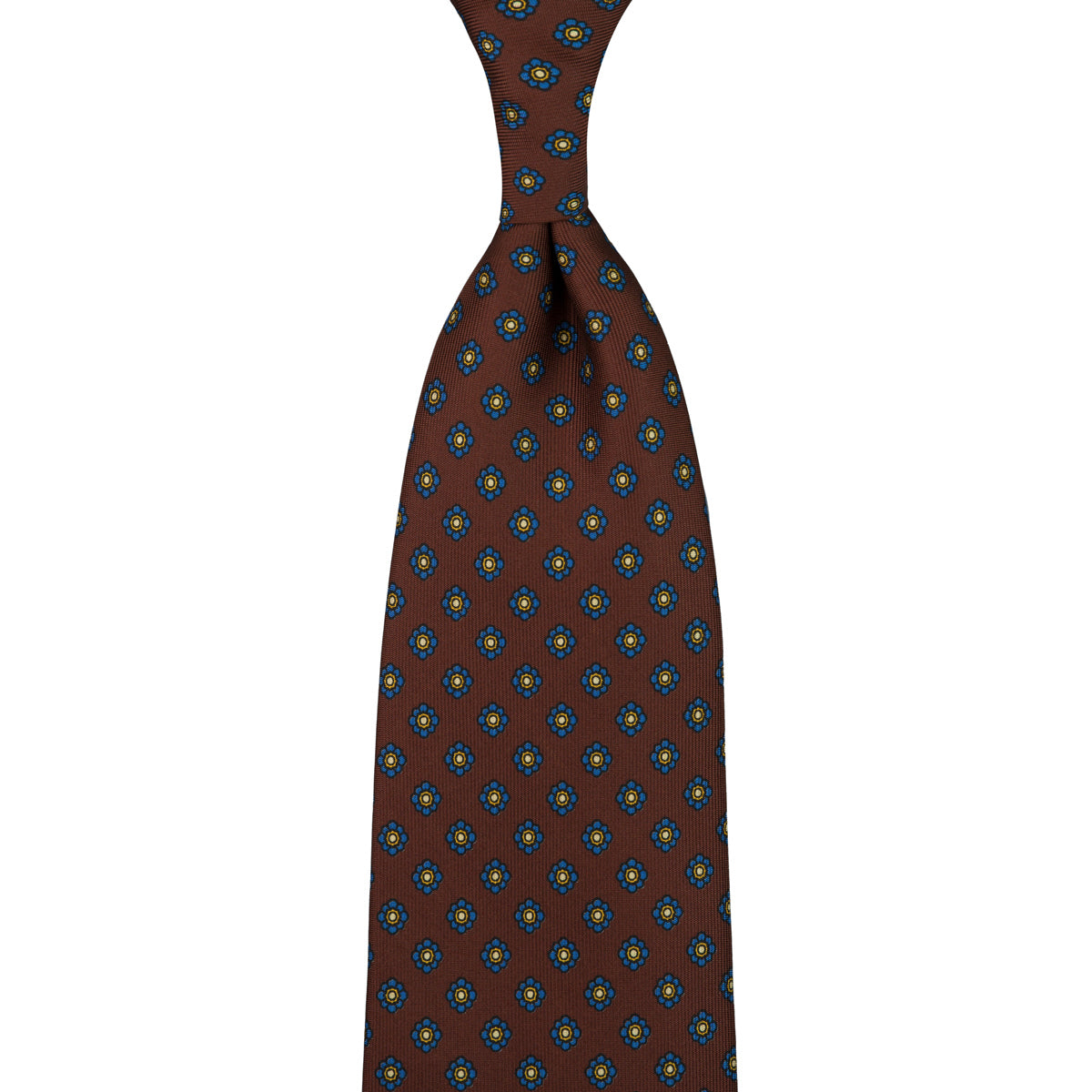 Shibumi-Flower Printed Silk Tie - Beech - Hand-Rolled