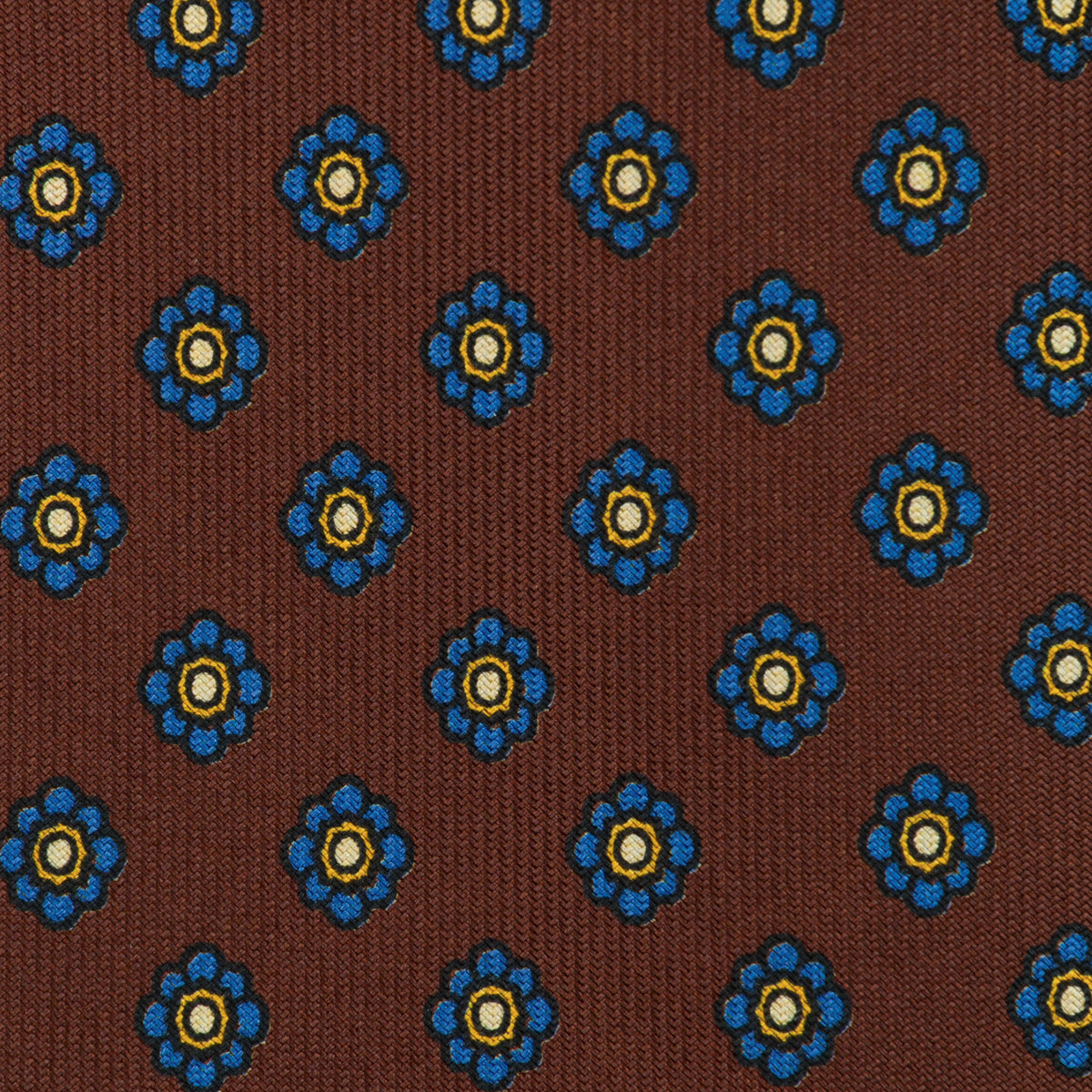 Shibumi-Flower Printed Silk Tie - Beech - Hand-Rolled