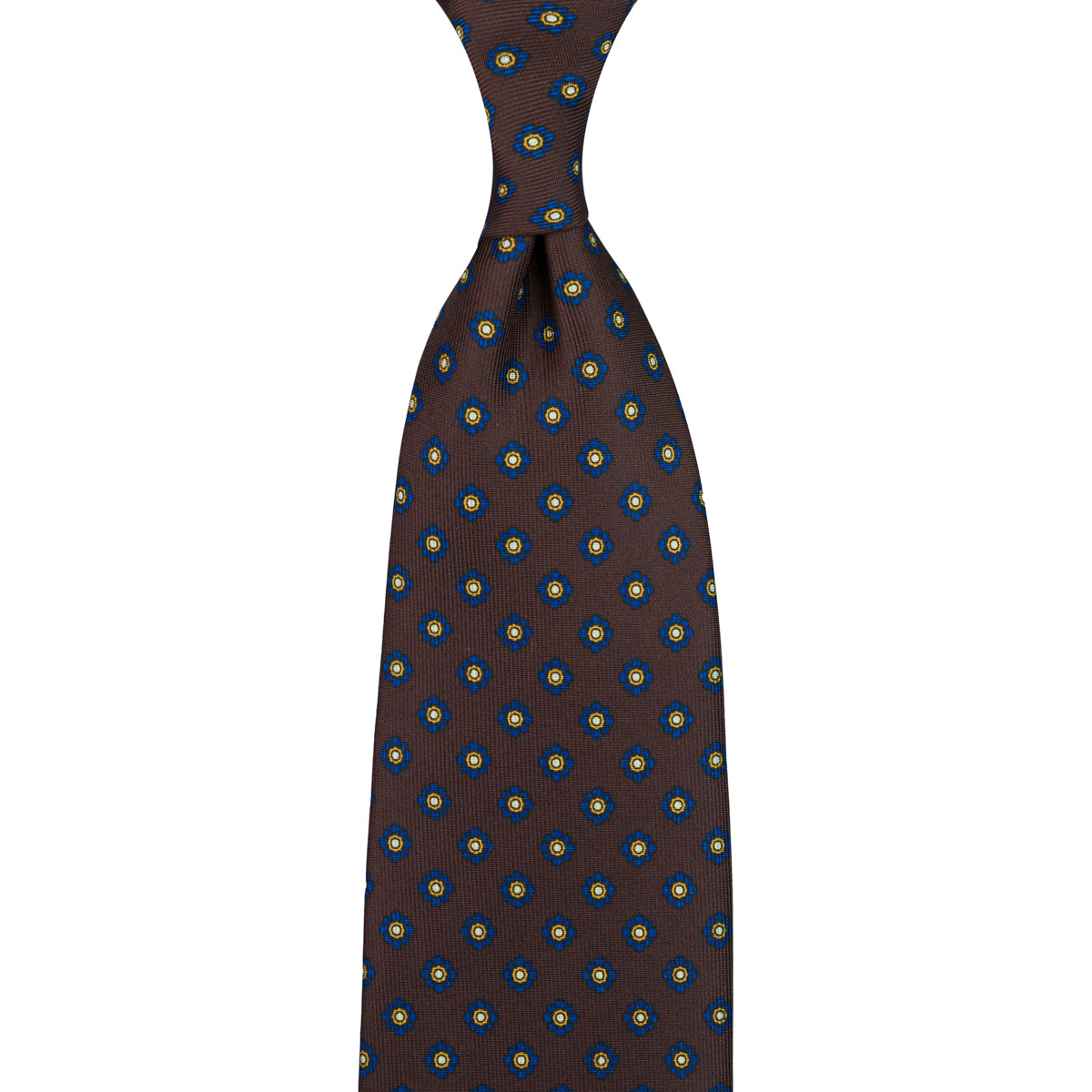 Shibumi-Flower Printed Silk Tie - Espresso - Hand-Rolled
