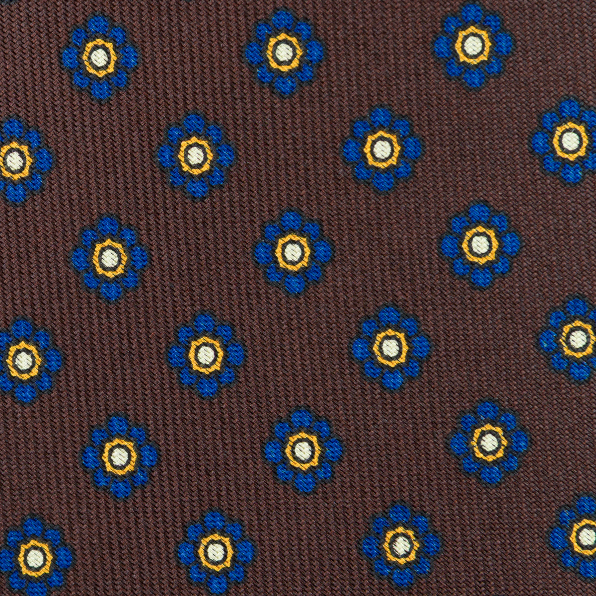 Shibumi-Flower Printed Silk Tie - Espresso - Hand-Rolled