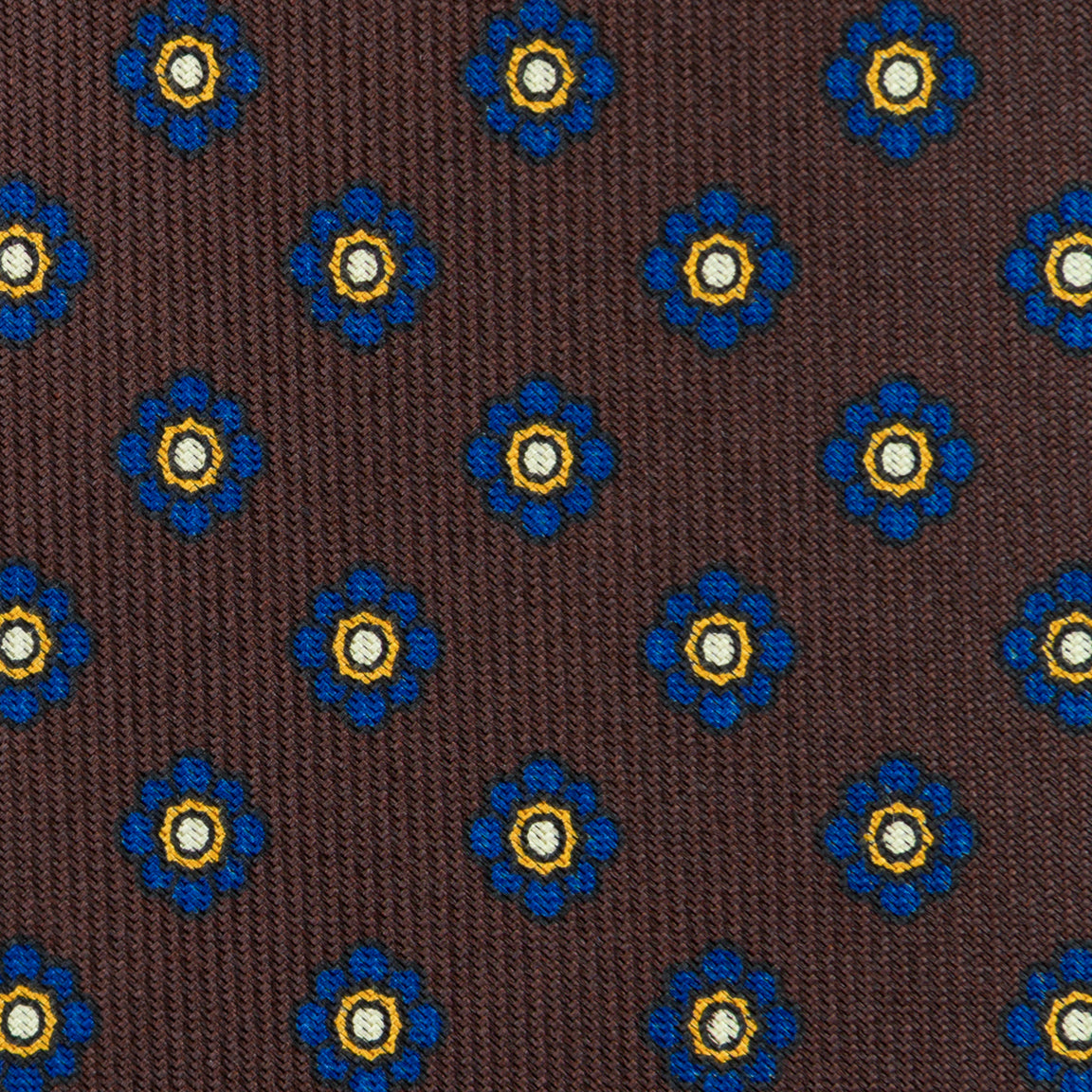 Shibumi-Flower Printed Silk Tie - Espresso - Hand-Rolled