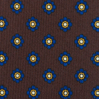 Shibumi-Flower Printed Silk Tie - Espresso - Hand-Rolled