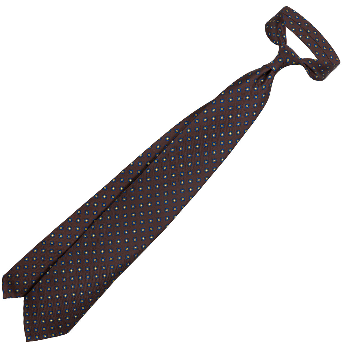 Shibumi-Flower Printed Silk Tie - Espresso - Hand-Rolled