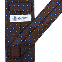Shibumi-Flower Printed Silk Tie - Espresso - Hand-Rolled