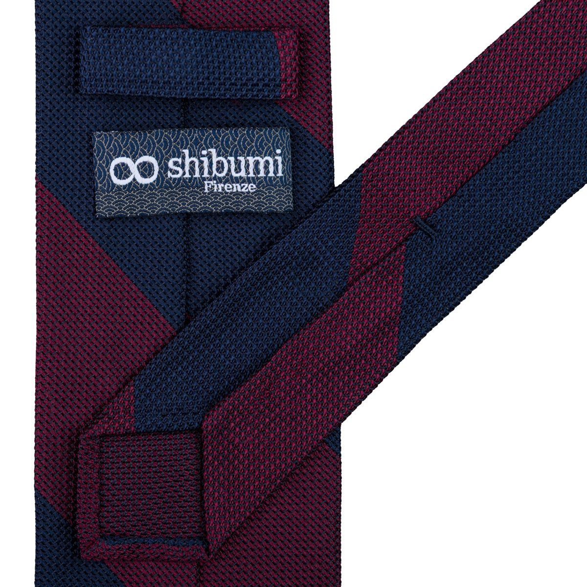 Block Stripe Grenadine / Garza Fina Silk Tie - Navy / Burgundy
