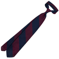 Block Stripe Grenadine / Garza Fina Silk Tie - Navy / Burgundy