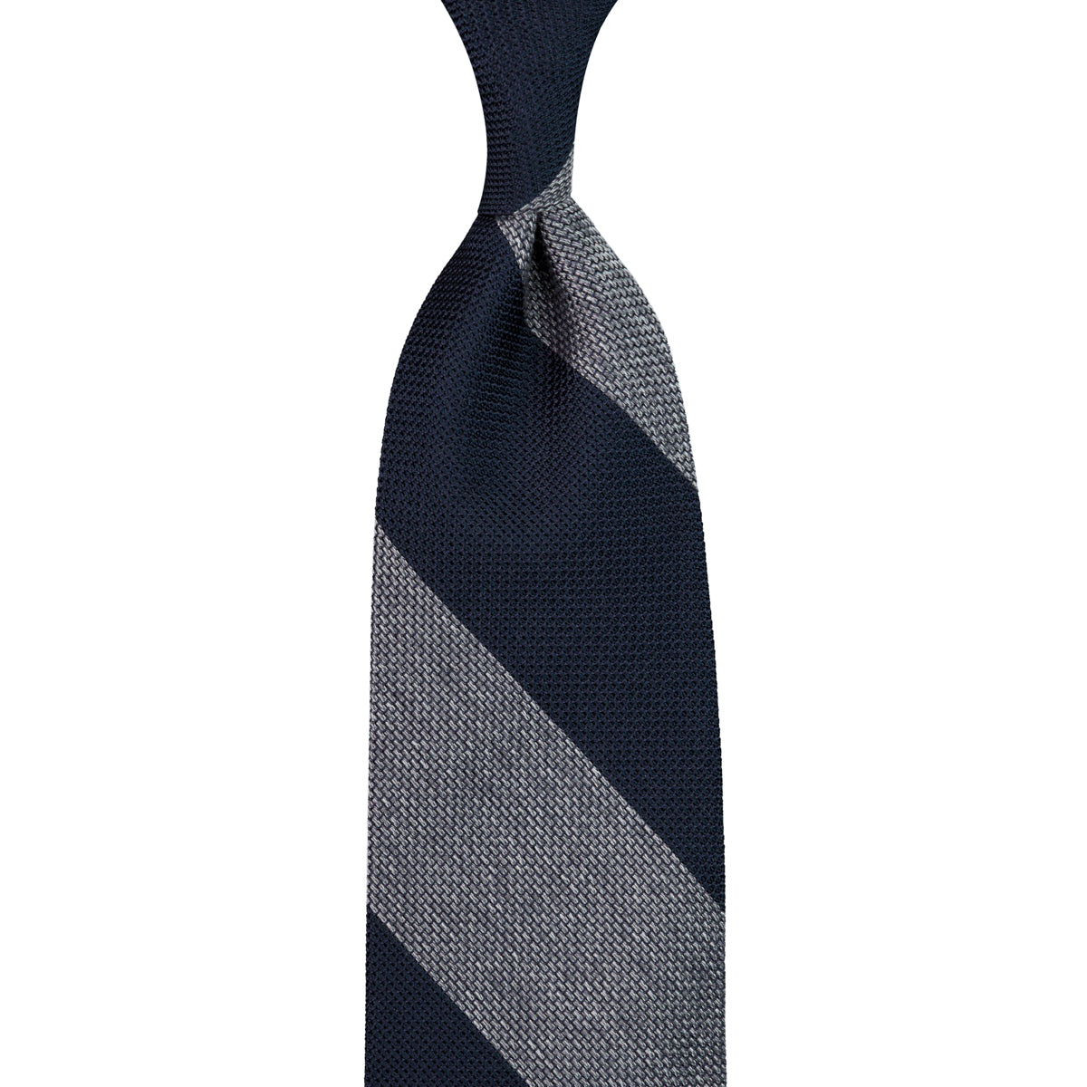 Block Stripe Grenadine / Garza Fina Silk Tie - Navy / Grey Mottled