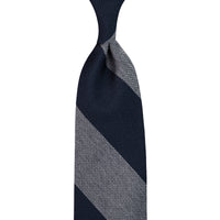 Block Stripe Grenadine / Garza Fina Silk Tie - Navy / Grey Mottled
