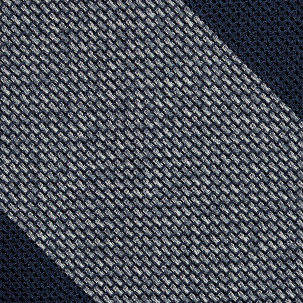 Block Stripe Grenadine / Garza Fina Silk Tie - Navy / Grey Mottled