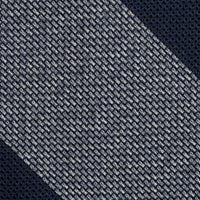 Block Stripe Grenadine / Garza Fina Silk Tie - Navy / Grey Mottled