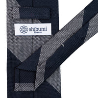 Block Stripe Grenadine / Garza Fina Silk Tie - Navy / Grey Mottled