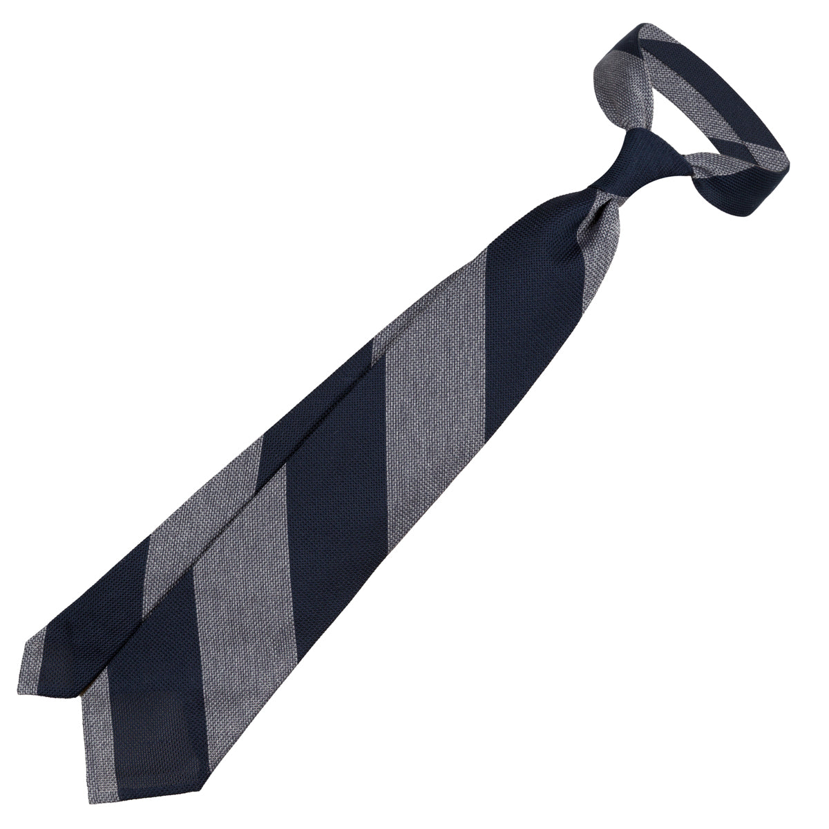 Block Stripe Grenadine / Garza Fina Silk Tie - Navy / Grey Mottled