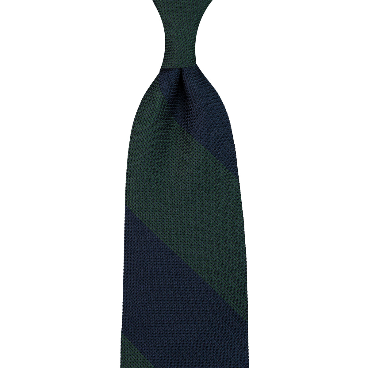 Block Stripe Grenadine / Garza Fina Silk Tie - Navy / Forest Green