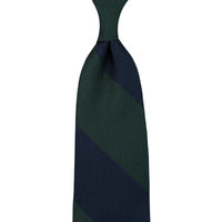 Block Stripe Grenadine / Garza Fina Silk Tie - Navy / Forest Green