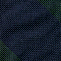 Block Stripe Grenadine / Garza Fina Silk Tie - Navy / Forest Green