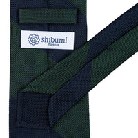 Block Stripe Grenadine / Garza Fina Silk Tie - Navy / Forest Green