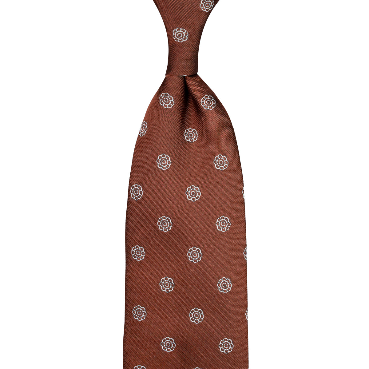 Shibumi-Flower Jacquard Silk Tie - Copper - Hand-Rolled