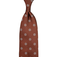 Shibumi-Flower Jacquard Silk Tie - Copper - Hand-Rolled