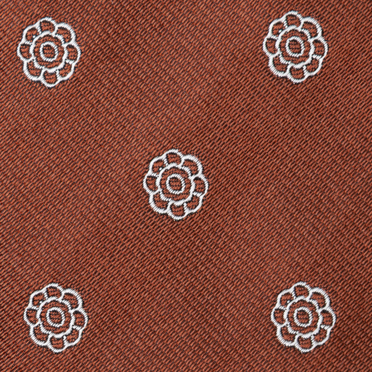 Shibumi-Flower Jacquard Silk Tie - Copper - Hand-Rolled