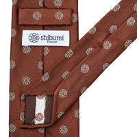 Shibumi-Flower Jacquard Silk Tie - Copper - Hand-Rolled
