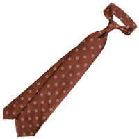 Shibumi-Flower Jacquard Silk Tie - Copper - Hand-Rolled