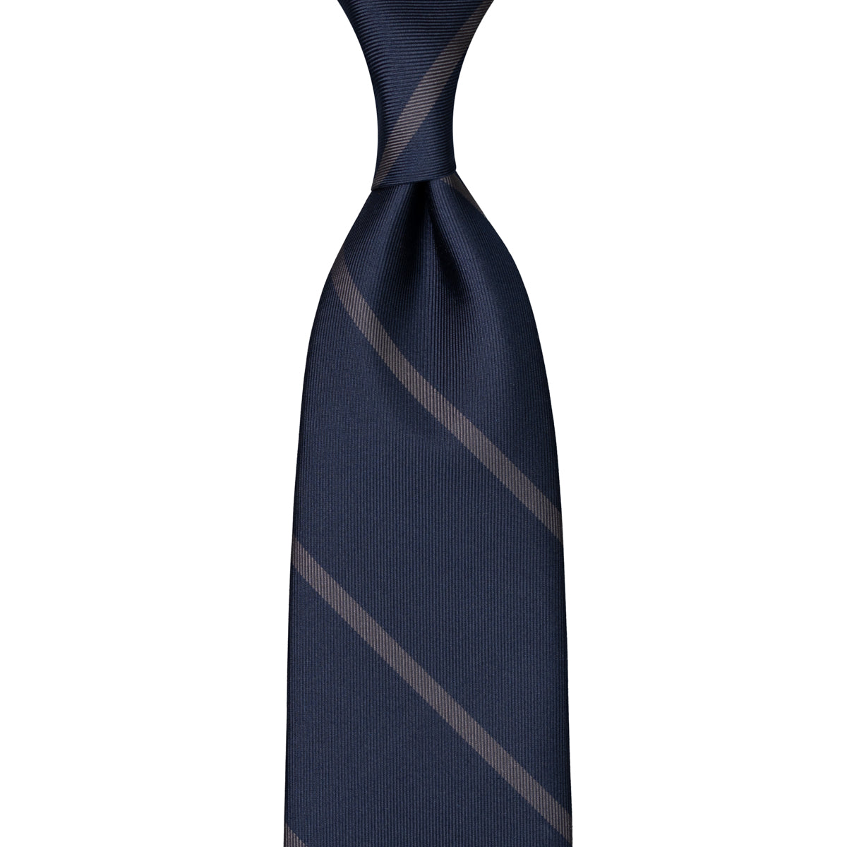 Japanese Repp Stripe Silk Tie - Midnight / Grey