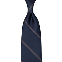 Japanese Repp Stripe Silk Tie - Midnight / Grey
