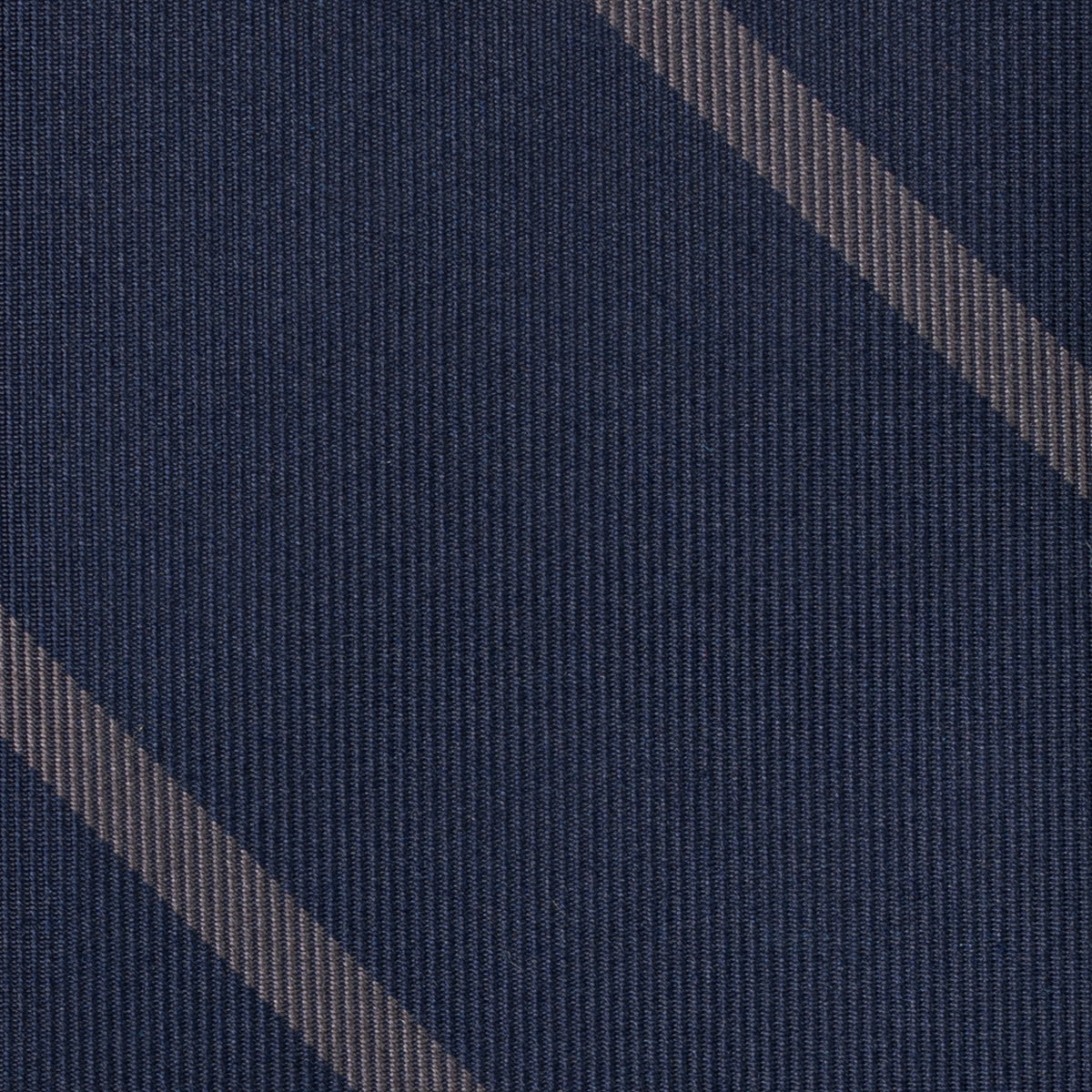 Japanese Repp Stripe Silk Tie - Midnight / Grey
