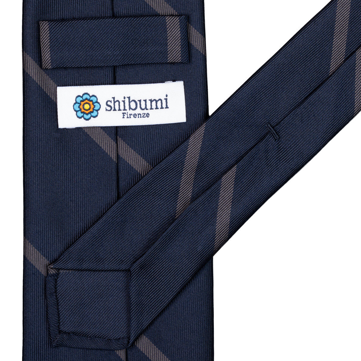 Japanese Repp Stripe Silk Tie - Midnight / Grey