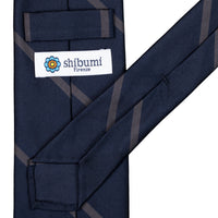 Japanese Repp Stripe Silk Tie - Midnight / Grey