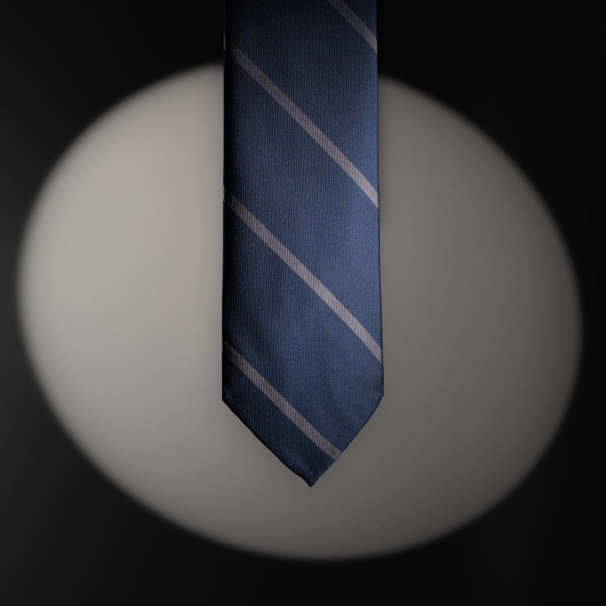 Japanese Repp Stripe Silk Tie - Midnight / Grey