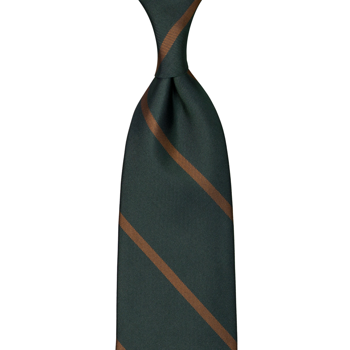 Japanese Repp Stripe Silk Tie - Bottle / Copper